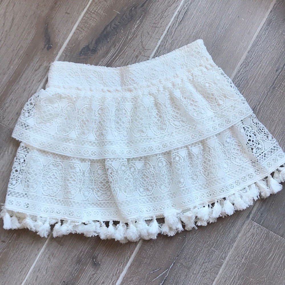 Anine Bing White Tiered Mini Skirt